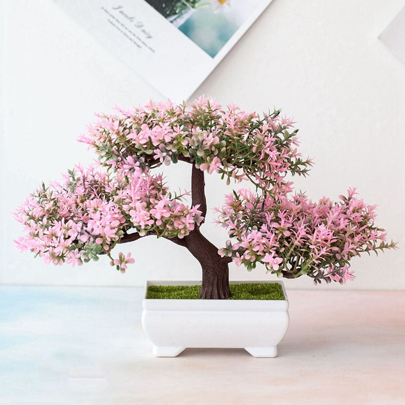 Artificial Plastic Plants Bonsai Small Tree Pot